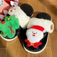 thumbnail image 6 of Christmas Slippers Adult Cute Christmas Themed Home Slippers Soft Comfy Indoor Outdoor Warm Winter Shoes Women's Men's Fashion Footwear #09 Black & Size 6.5, 6 of 7