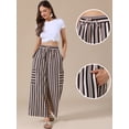 thumbnail image 2 of DARING DIVA Women's Striped Palazzo Lounge Pants Small Black Brown, 2 of 6
