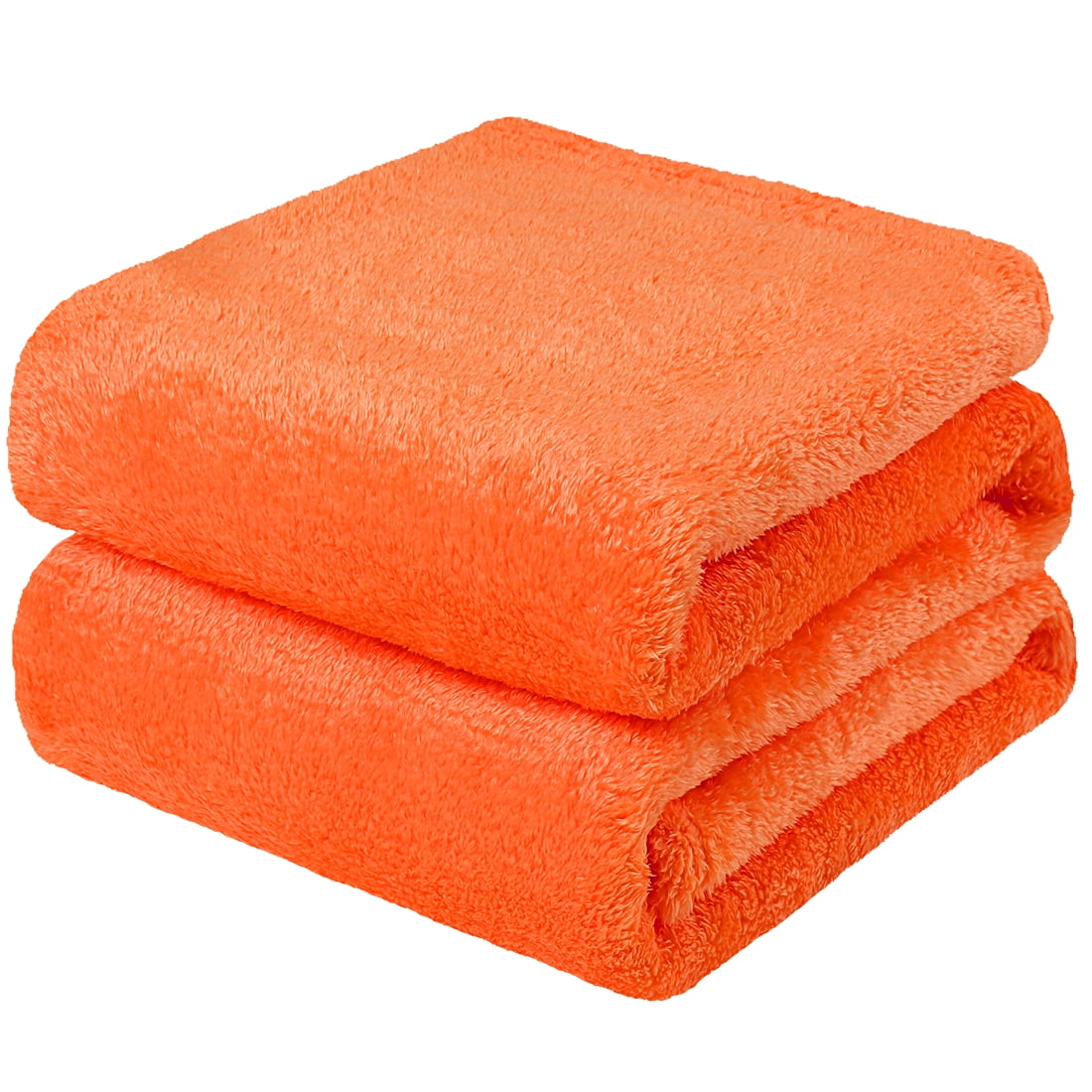 Unique Bargains Sherpa Fleece Throw Blanket Soft Warm Blanket Double Layer Lightweight Plush Microfiber Shaggy Orange King 90 X108