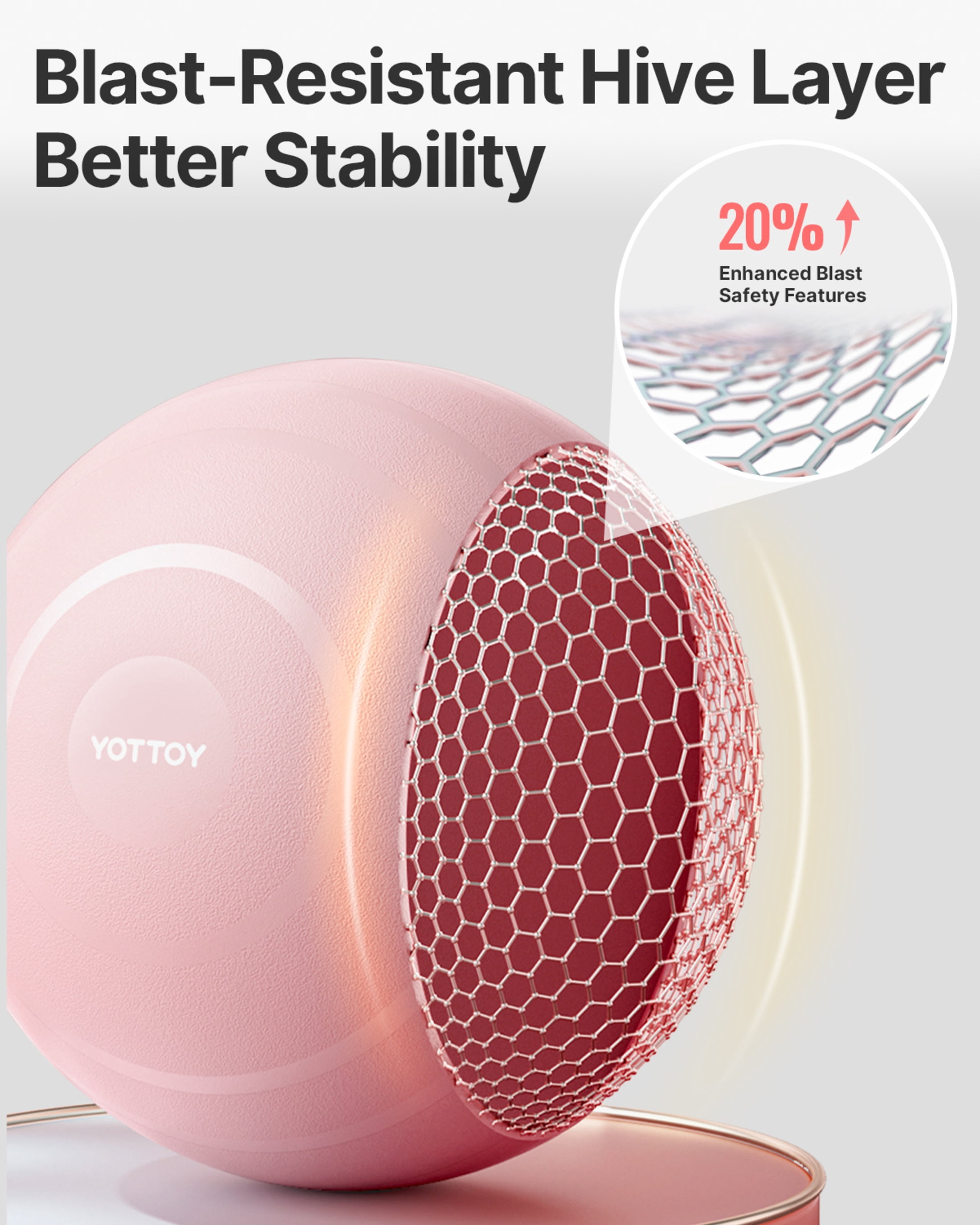 YOTTOY Anti-Burst Exercise Ball, 55 cm — Pink, Extra Thick for Yoga & Physical Therapy