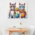 thumbnail image 2 of Nawypu Cute Cat Canvas Wall Art: Framed Cat Pictures Small Funny Kitty-Cat Babies Painting for Girl's Bedroom Bathroom Ready to Hang, 2 of 4