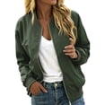 thumbnail image 2 of Zip Up Jackets for Women Long Sleeve Casual Lightweight Fall Coat Outerwear Bomber Jacket with Pockets, 2 of 9