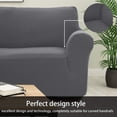 thumbnail image 4 of Sapphire Home 2-Piece Brushed Premium SlipCover Set for Sofa Loveseat Couch, Form fit Stretch, Wrinkle Free, Furniture Protector cover set for 3/2 Cushions, Polyester Spandex, 2pc, Brushed, Light Gray, 4 of 6
