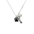 thumbnail image 2 of Delight Jewelry Silvertone Large Black Paw - Love and Lock Charm Necklace, 18"+1", 2 of 4