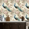 thumbnail image 2 of Peacock Peel and Stick Wallpaper 17.7in x 9.8ft Peacock Floral Botanical Vintage Pastel Tones Contact Paper Vinyl Waterproof Self Adhesive Wall Paper for Bedroom Shelf Cabinet Renter Friendly, 2 of 8