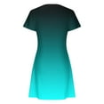 thumbnail image 5 of Ahuyic Printed Multi-Color Plus Size Dress For Women, Summer Womens' Short Sleeve Knee-Length Dresses,Women's Summer Gradient Color T-Shirt Dress Short-Sleeved Round-Neck Long Dress With Pockets, 5 of 5