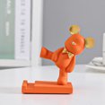 thumbnail image 4 of Soporte Para Teléfono De Oso Soportes de teléfono con adorno de oso de resina Kawaii Kicking Bear Soporte de escritorio para teléfono (naranja) Sywqhk Libre de BPA, 4 of 9