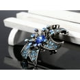 thumbnail image 4 of Synthetic Aquamarine Blue Synthetic Sapphire Crystal Rhinestone Dark y Tone Flower Pin Brooch, 4 of 4