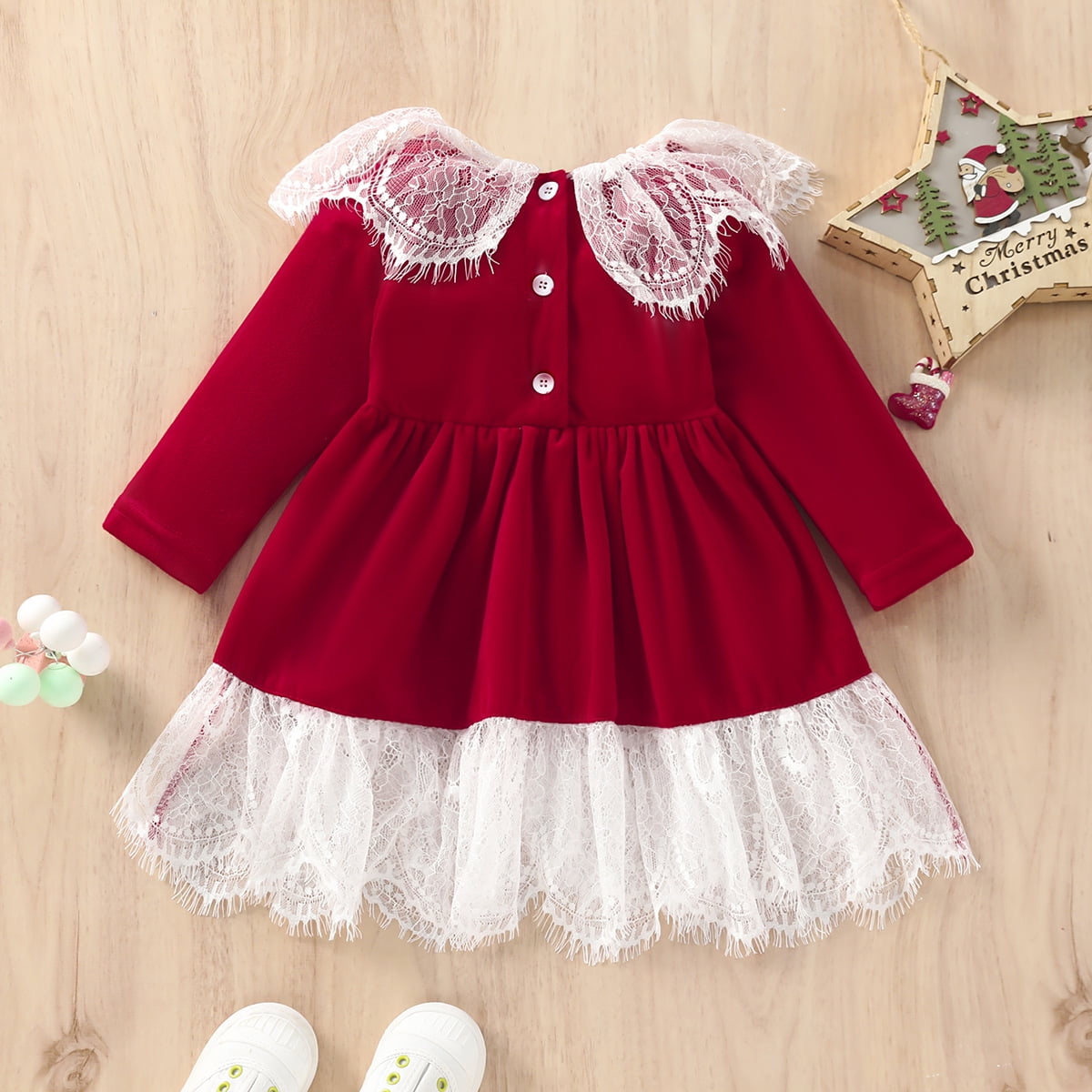 1-7T Kids Toddler Girls Lace Velvet Tulle Dress Long Sleeves Christmas  Cardigan Style Dresses - Walmart.com