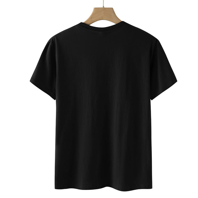 HAPIMO Savings Christmas Short Sleeve Shirts for Women Casual Round Neck  T-Shirt Xmas Tree Letter Print Pullover Tops Black XL 