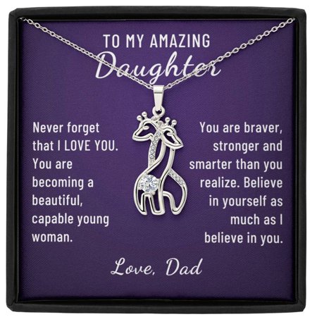Gift to Daughter, Braver Stronger Smarter, Giraffe Necklace