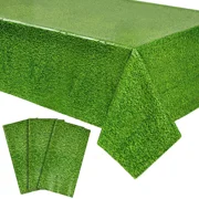 3 Pack Plastic Grass Tablecloth, Green Table Covers for Golf Party, 54 x 108 in