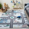 thumbnail image 3 of SAFAVIEH Kids Playhouse Farm Crossroads Machine Washable Area Rug, Blue/Dark Grey, 8'9" x 12', 3 of 13