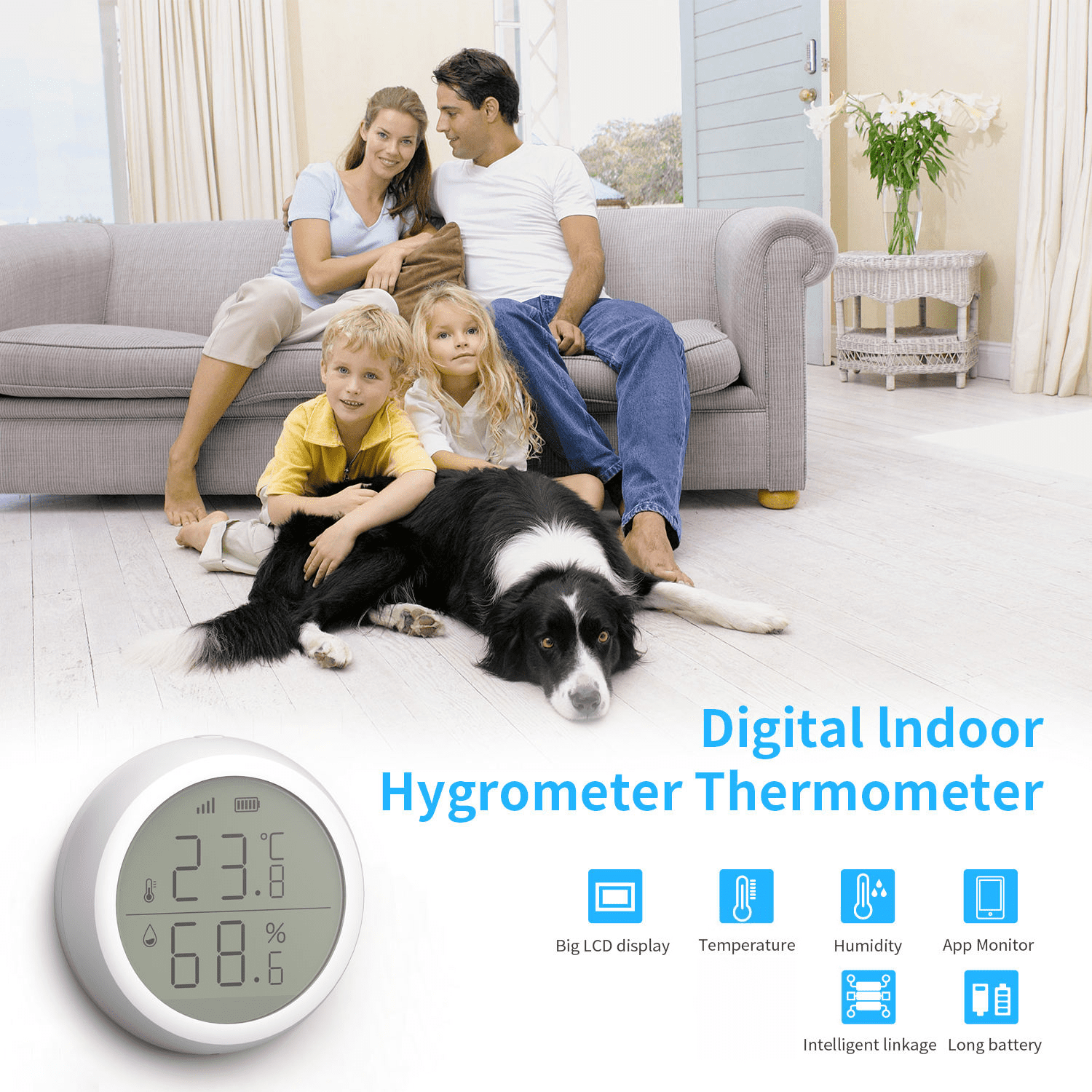 VEAT00L Zigbee Thermometer Hygrometer,TUYA Wireless Temperature Humidity Sensor with Electronic Ink Display, App Notification Alert,Free Data Storage Export,Digital Remote Monitor for Home Pet Garage