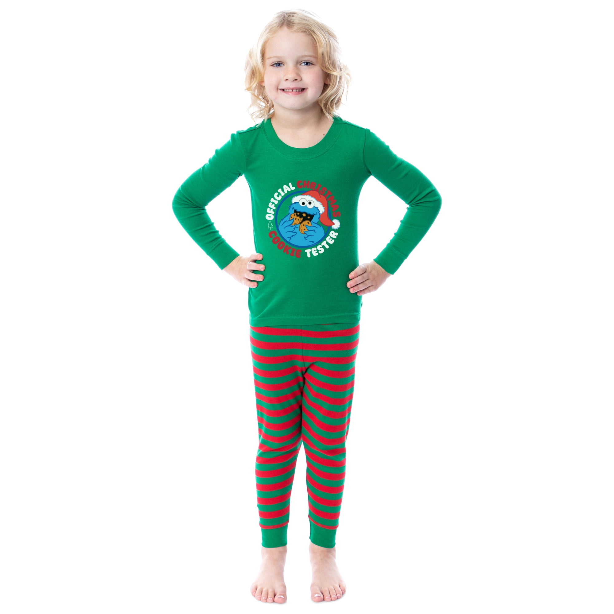 Sesame Street Cookie Monster Christmas Cookie Tester 2 Piece Long Sleeve Pajama Set