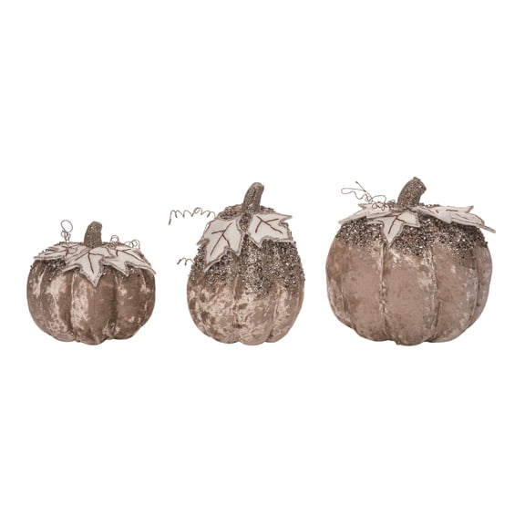 Transpac Foam 8.66 in Brown Autumn Sparkling Pumpkins Set of 3 Fall Harvest Decorative Objects for Home Decor