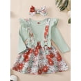 thumbnail image 5 of Nygoyerh Baby Girl Fall Outfits 3M 6M 12M 18M Solid Color Playwear Long Sleeve Romper + Floral/Strawberry Print Skirt + Headband 3Pcs Newborn Infant Clothes Set, 5 of 7