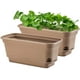 thumbnail image 1 of Maceta de plástico rectangular de 40 cm con riego automático, maceta decorativa moderna para todas las plantas, flores, hierbas, color marrón, juego de 2 Vhermosa ZYY-0601, 1 of 5