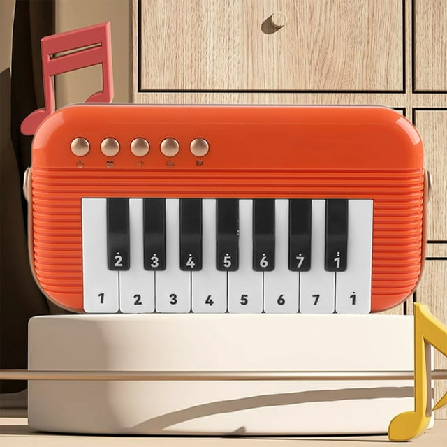 QIPOPIQ Piano de Poche 15 Touches Mini Piano Électronique Commutation en un Clic entre 3 Tonalités Différentes Touches Illuminées Instrument de Musique Portable Intéressant pour Voyage Maison Camping Extérieur