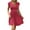 Red, variant on Casual Dresses for Women V-Neck Solid Short Sleeve Waisted Mini Dress A-Line Party Dress with Pockets