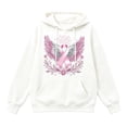 thumbnail image 5 of BODOAO Women's Breast Cancer Awareness Graphic Hoodie Long Sleeve Pullover Sweatshirt with Drawstring Hood and Kangaroo Pocket, Casual Support Ribbon Top White 2XL, 5 of 5