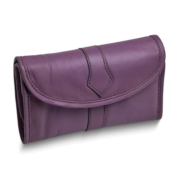 Purple Leather Snap Closure Trifold Jewelry Clutch GM17739