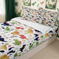 thumbnail image 3 of meiyoeat Colorful Cartoon Dinosaur Zipper Comforter Set with Fitted Sheet and 2 Pillowcases for Kids Boys Girls, Prehistoric Zipper Bedding Set, Multi-Color, Reversible, 3 Pieces, 3 of 6