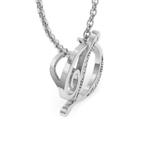SuperJeweler D Initial Necklace in White Gold With 7 Diamonds, Serif Style, With Free 18 inch Cable Chain, for Women