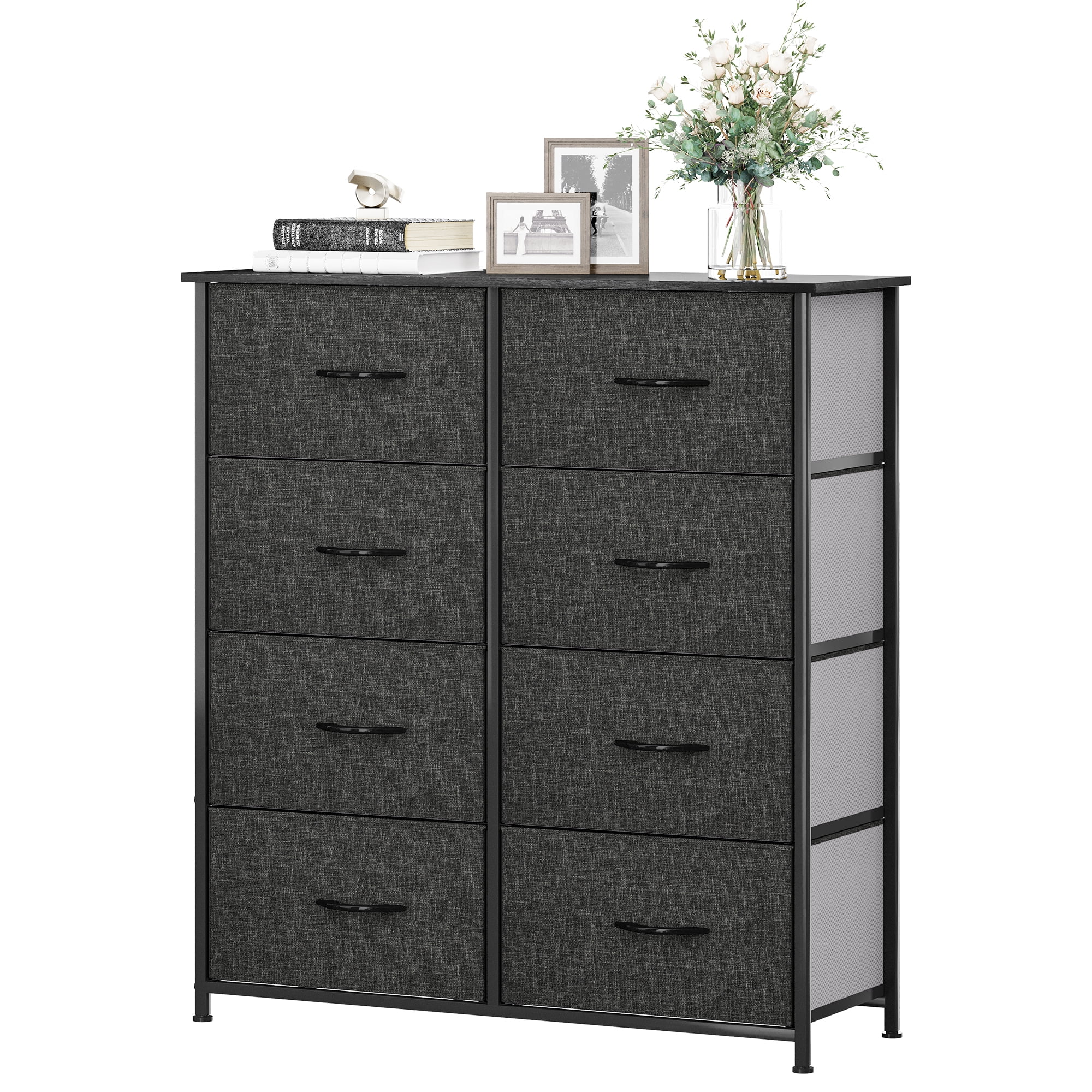 Dextrus 8 Drawers Bins Organizer Tower Dresser, Black Gray