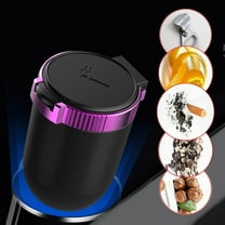 Floleo LED Light Car Ashtray, Dual-use Automotive Supplies, Fireproof Material, Convenient Cover