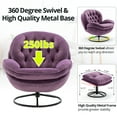 thumbnail image 5 of Velvet Swivel Accent Chair with Ottoman Set, Modern Lounge Chair with 360 Degree Swiveling Metal Base & Footrest, Comfy Single Sofa Chair for Living Room Bedroom, Reading Room, Home Office, Purple, 5 of 7