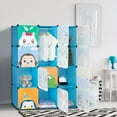 thumbnail image 5 of 4 Layers Cube Wardrobe, 12 Grids with Animal Patterns and 2 Hanging Rods, Children's Cloth Wardrobe, Book Storage Cabinet, 105 * 35 * 140cm, 5 of 7