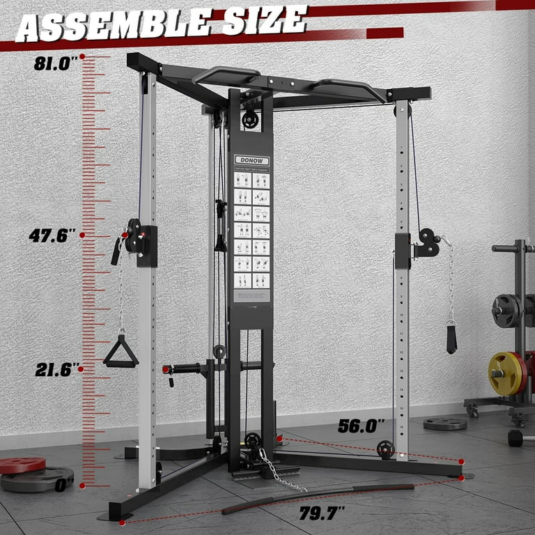 DONOW Cable Crossover Machine Cable Fly Machine Home Gym System Workout Station with Dual Pulley System Pull Up Bar Cable Bar and LAT Pull Down