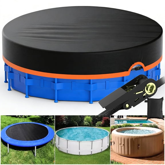SHELTUSE 10Ft Round Pool Cover, Solar Pool Covers for Above Ground Pools, Winter Pool Cover Protector with Drawstring Design Increase Stability, PE Tarp Ideal for Waterproof and Dustproof