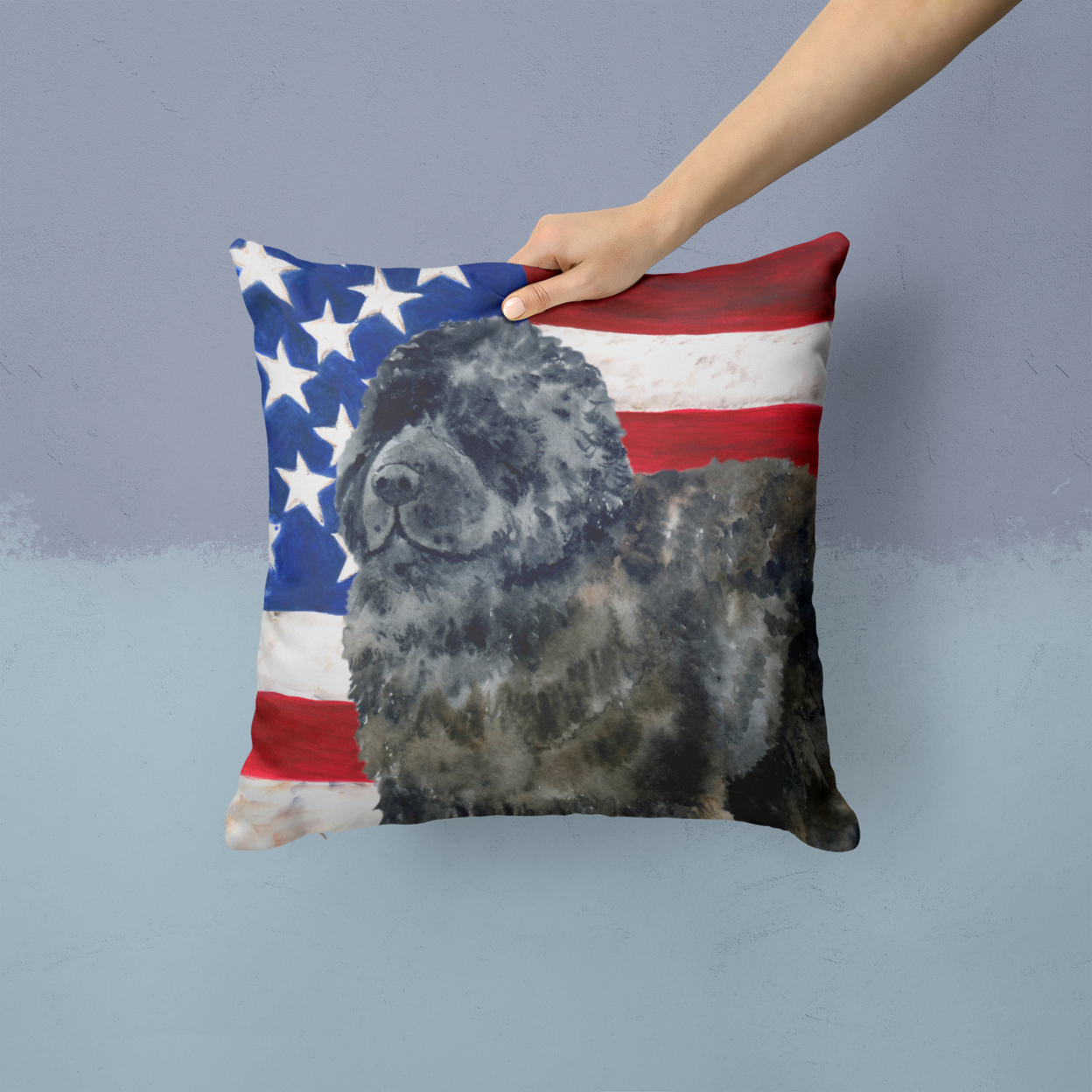 Carolines Treasures BB9671PW1414 Newfoundland Patriotic Fabric Decorative Pillow 14Hx14W multicolor