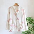 thumbnail image 3 of Bovxnpu Women's Pajama Tops Sleep Shirt, Women's Plus Size Winter Flannel Cardigan Sleepwear Thickened V Neck Pajamas Top Sleepwear Loungewear, 3 of 4