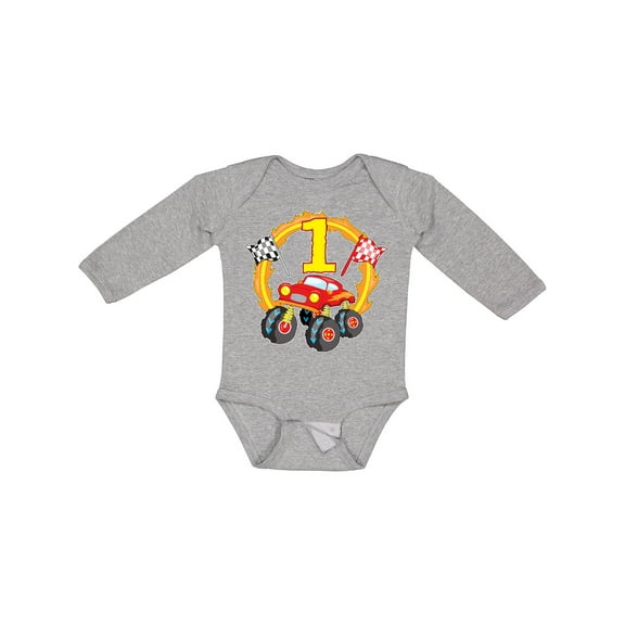 Inktastic Monster Truck 1st Birthday Boys or Girls Long Sleeve Baby Bodysuit