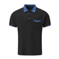 thumbnail image 4 of Beugl Mens Shirts Clearance, Men's Fashion Spring and Summer Buttons Casual Short Sleeve Lapel Neck Shirt Solid Color Tops Golf Shirts for Men, Polo Shirts for Men Black S, 4 of 5