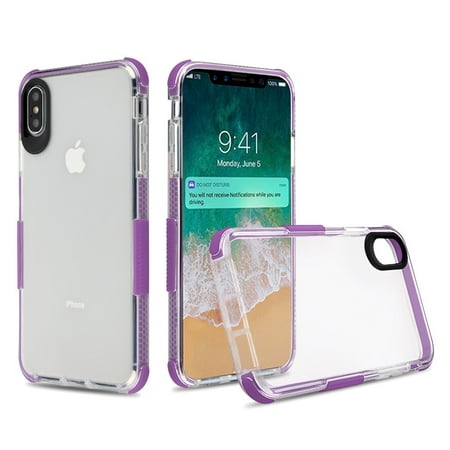 Xs Grip - Ultra Slim See-through Design Acrylic Clear Case with TPU Grip Bumper Hybrid Phone Case for iPhone XS Max - Purple