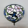 thumbnail image 6 of Tiffany Ceiling Lights Fixture Pink Blue Stained Glass Hummingbird Flowers LED Bulbs 12”W*12”D*8”H, 6 of 6