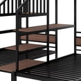 thumbnail image 4 of Bellemave Metal Triple Bunk Bed with Desk, Twin over Twin over Twin Bunk Bed with Storage Shelves & Stairs, Bunk Bed for 3, Space-Saving 3 Beds Bunk Frame with Guardrails & Ladder, Black, 4 of 10