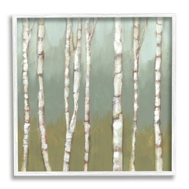 Stupell Industries Contemporary Birch Tree Forest Striped White Bark Painting, 24 x 24, Design by Jennifer Goldberger