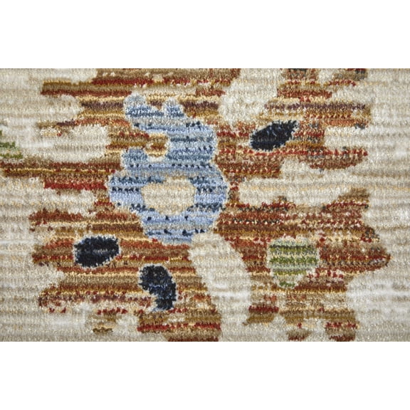 8' X 10' Ivory Red and Blue Floral Power Loom Area Rug