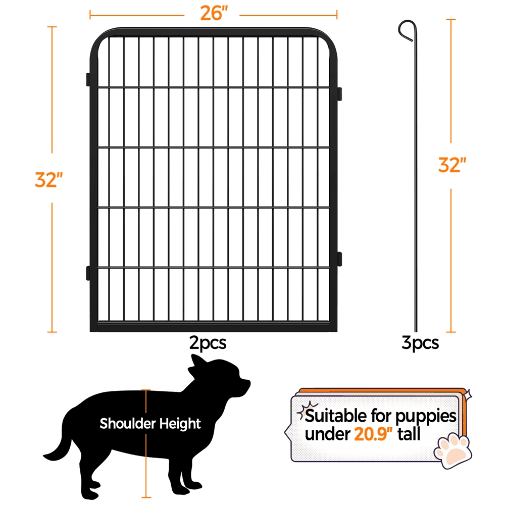 Alden Design 31.5″H Dog Playpen 2 Panels for Outdoor Indoor, Black