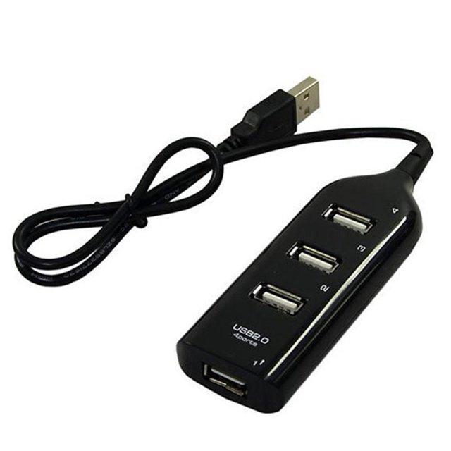 Hub USB 2.0 4 Puertos Con Cable 1 6 Pies para PC Flash Drive Mobile HDD ()
