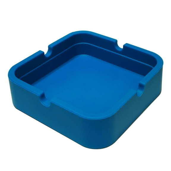 Silicone ashtray, anti drop and high temperature resistant, portable and easy to clean desktop ashtray storage box for home bars, blue square
