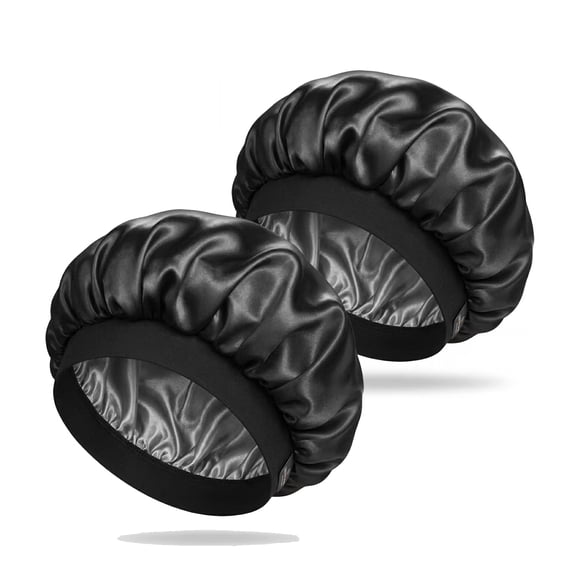 Satin Bonnet for Sleeping, Double Layer Breathable Hair Bonnet with Wide Elastic Band, Soft Satin Sleep Cap for Curly, Natural, Braids & Frizzy Hair, Night Cap for Women & Men