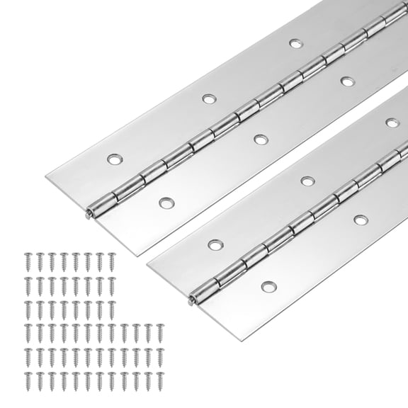 Uxcell Heavy Duty Piano Hinge 750 x 50.8 x 1.2 mm, 2 Pack 304 Stainless Steel Continuous Hinge for Piano, Cabinet Door, Wooden Box, Folding Table, Silver