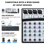 BOMGE 6 Channel Audio Sound Mixer - Professional Digital DJ Mixing Console for Live Streaming,, Karaoke and Stereo Recording - With PC Computer Record Playback/ Bluetooth/MP3/USB/48V /16 DSP-black