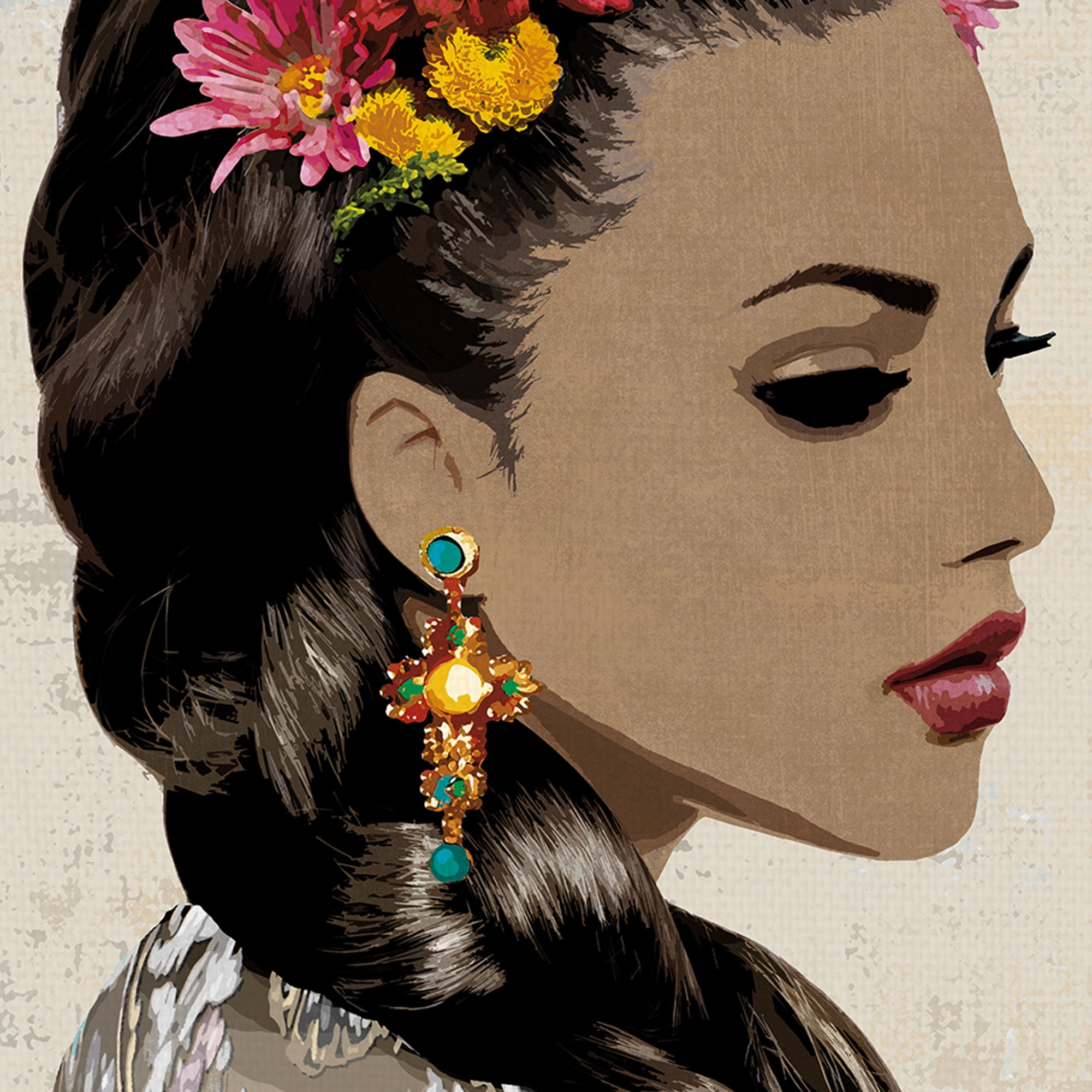 Bonita de Flores, Corona de Flores by Mark Chandon Woman with Flowers Canvas Art Set of 2